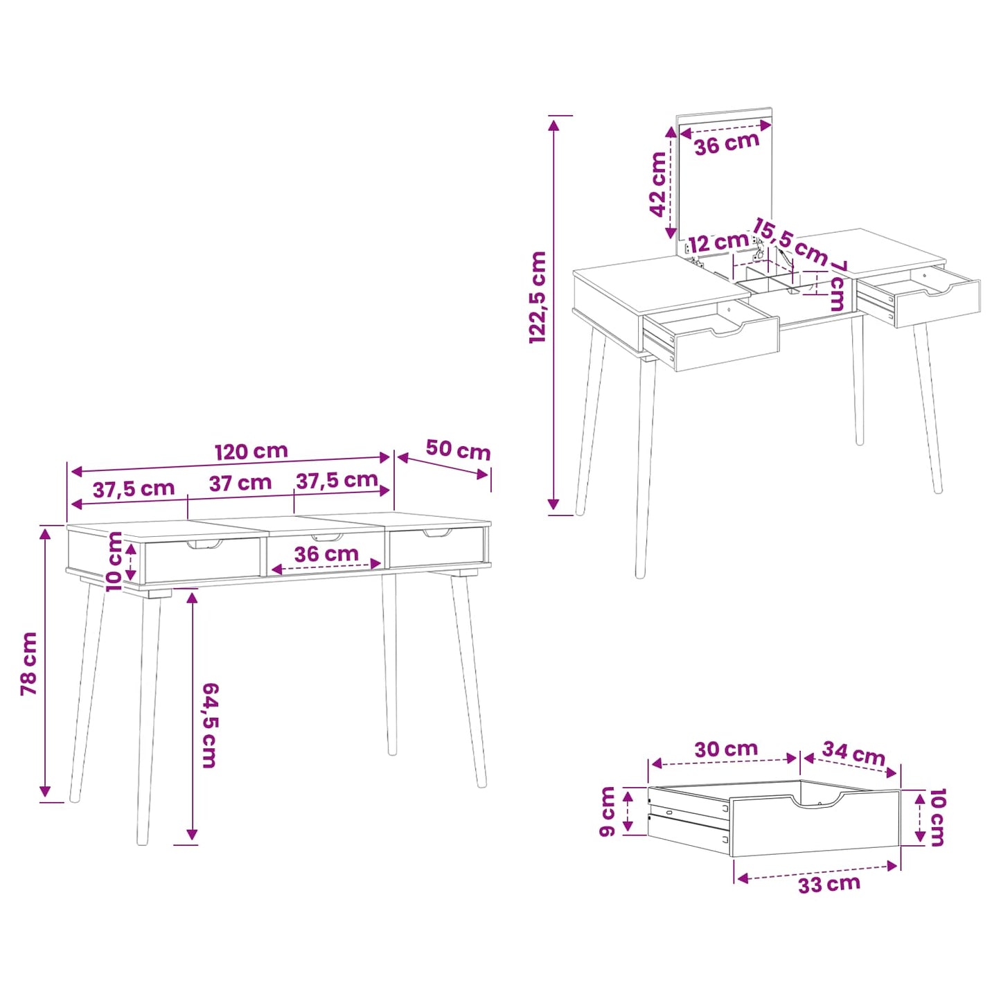 Plafondtafel FAUSKE Wit 112 x 50 x 78 cm
