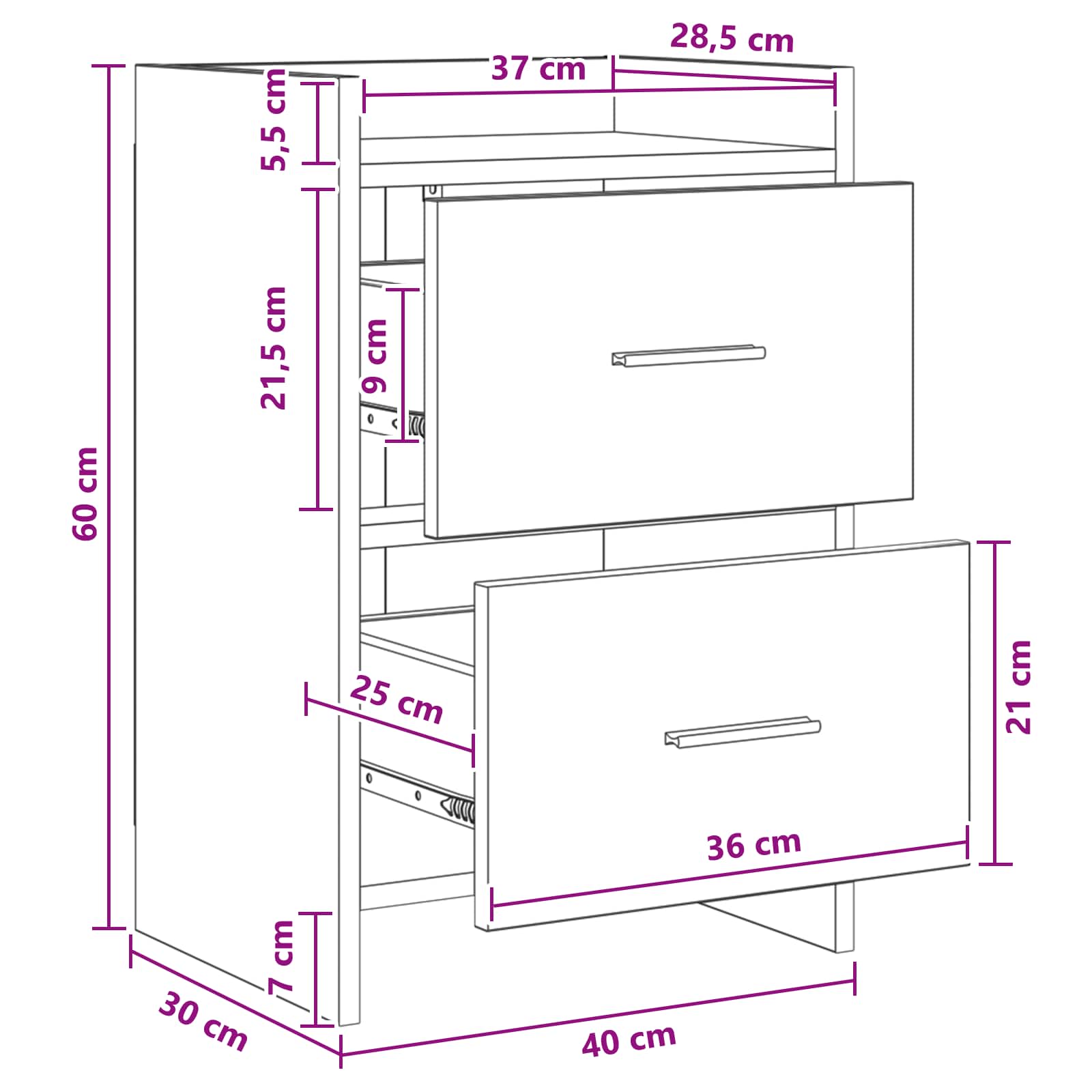 Nachtkastjes 2 pcs Sonoma Eiken 40 x 30 x 60 cm Bewerkt hout is nu te koop bij PeponiXL, paradijselijk wonen!