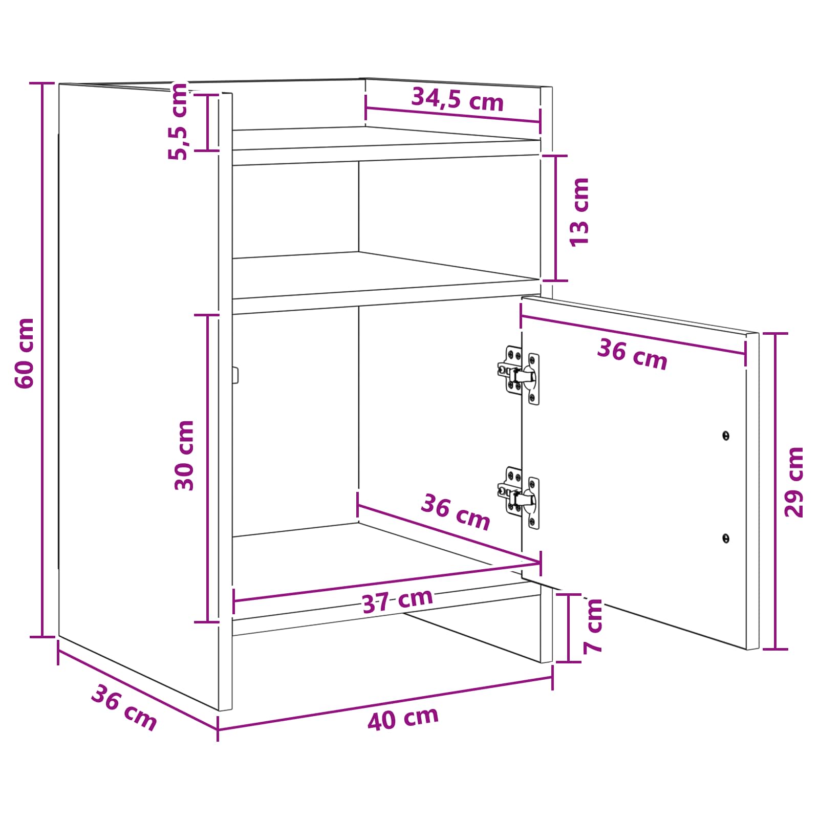 Nachtkastjes Grijs Sonoma 40 x 36 x 60 cm Bewerkt hout is nu te koop bij PeponiXL, paradijselijk wonen!