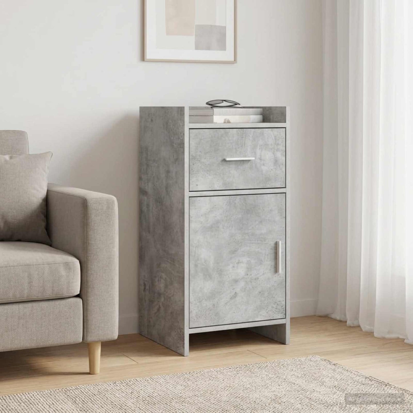 Dressoir Betongrijs 40 x 36 x 80 cm Bewerkt hout is nu te koop bij PeponiXL, paradijselijk wonen!