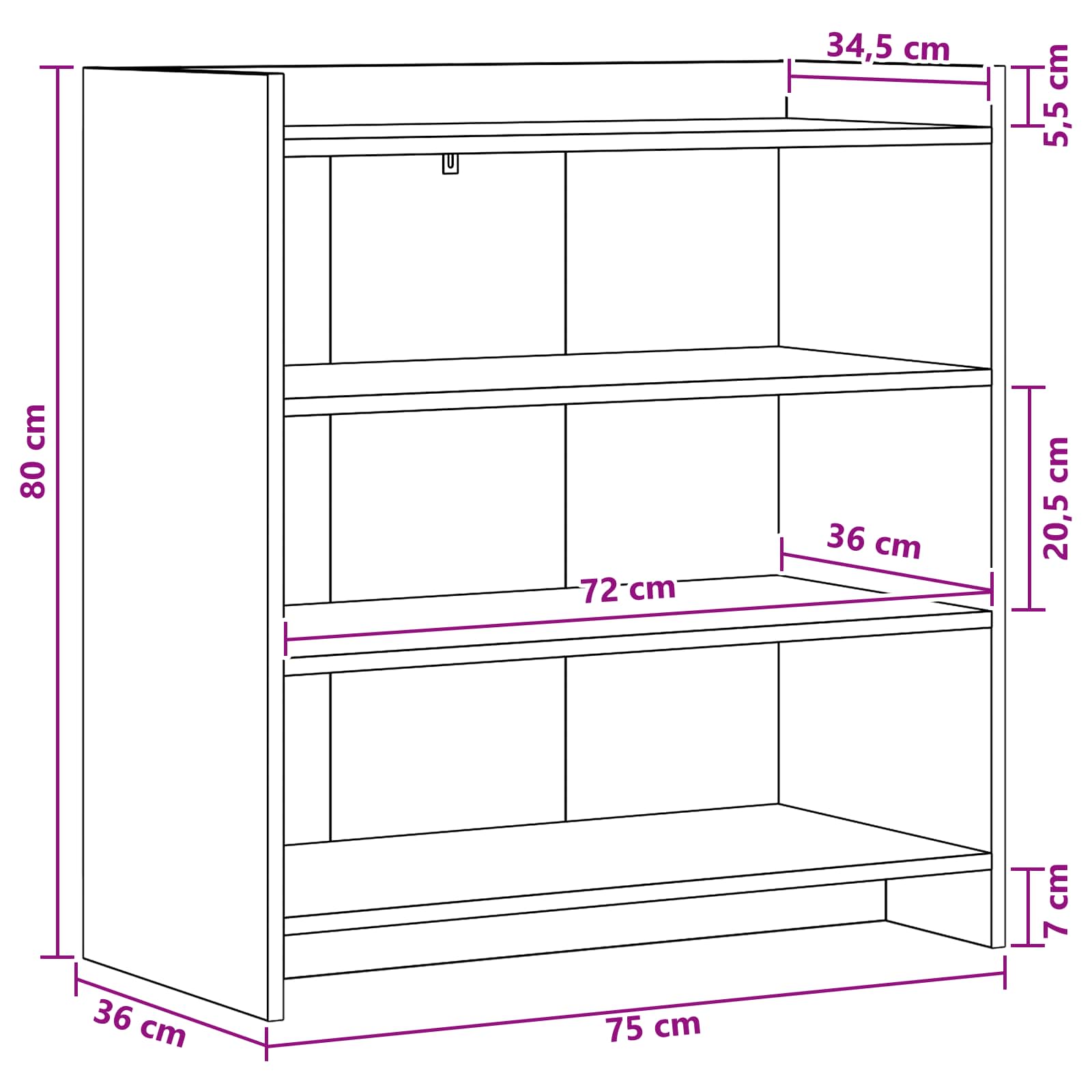 Dressoir Grijs Sonoma 75 x 36 x 80 cm Bewerkt hout is nu te koop bij PeponiXL, paradijselijk wonen!