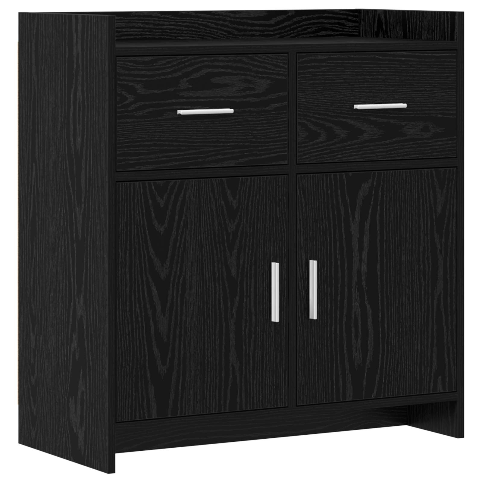 Dressoir Zwart eiken 75 x 36 x 80 cm Bewerkt hout is nu te koop bij PeponiXL, paradijselijk wonen!