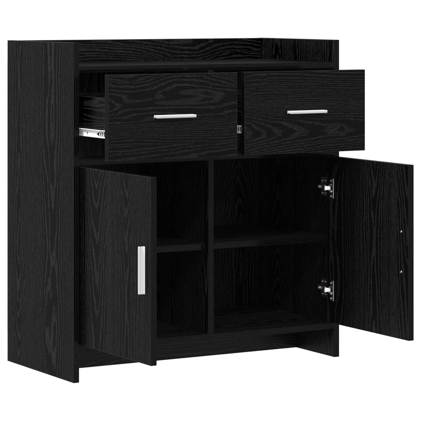 Dressoir Zwart eiken 75 x 36 x 80 cm Bewerkt hout is nu te koop bij PeponiXL, paradijselijk wonen!