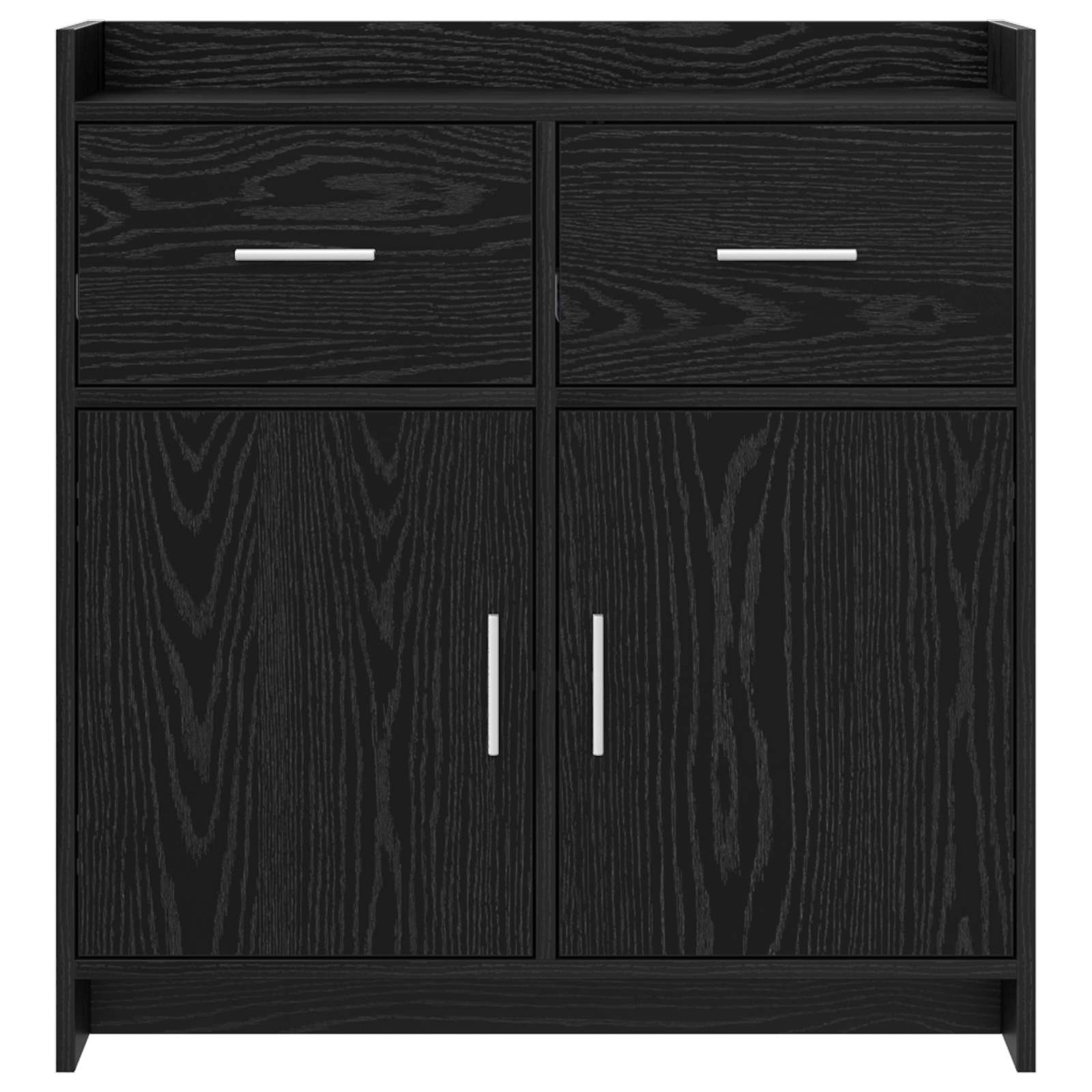 Dressoir Zwart eiken 75 x 36 x 80 cm Bewerkt hout is nu te koop bij PeponiXL, paradijselijk wonen!