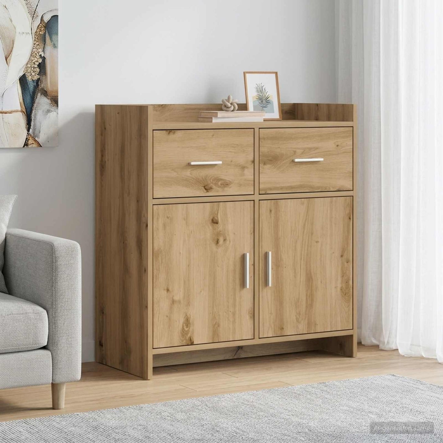Dressoir Artisanaal eiken 75 x 36 x 80 cm Bewerkt hout is nu te koop bij PeponiXL, paradijselijk wonen!