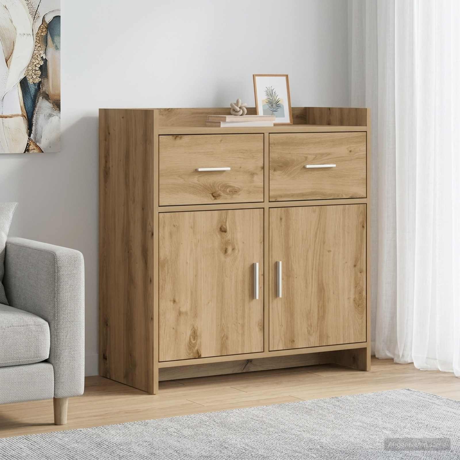 Dressoir Artisanaal eiken 75 x 36 x 80 cm Bewerkt hout is nu te koop bij PeponiXL, paradijselijk wonen!