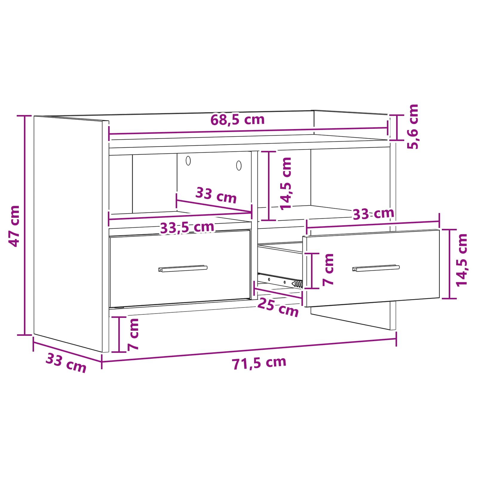TV-kast 71,5 x 33 x 47 cm Wit Bewerkt hout is nu te koop bij PeponiXL, paradijselijk wonen!