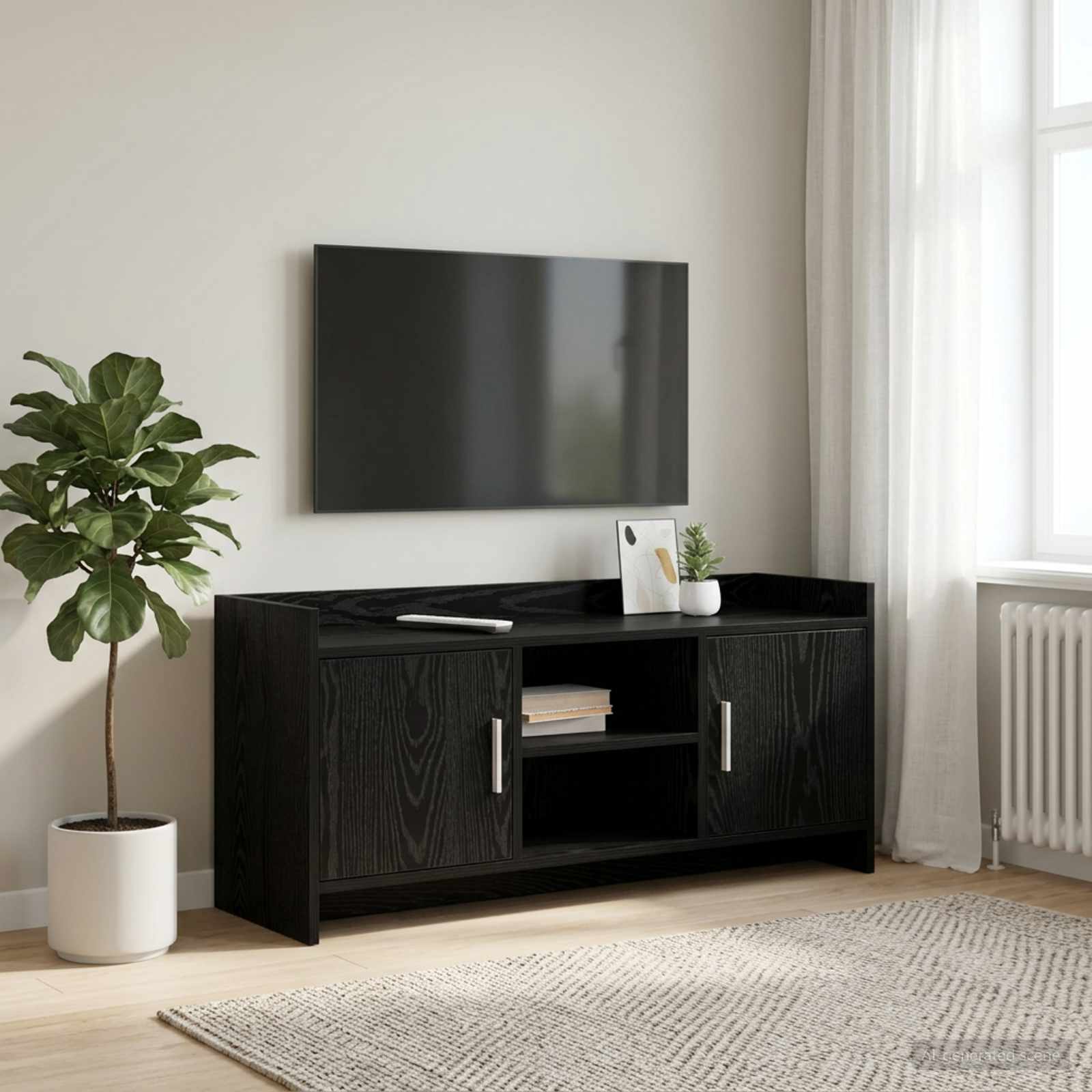 TV-kast 102 x 33 x 47 cm Zwart eiken Bewerkt hout is nu te koop bij PeponiXL, paradijselijk wonen!