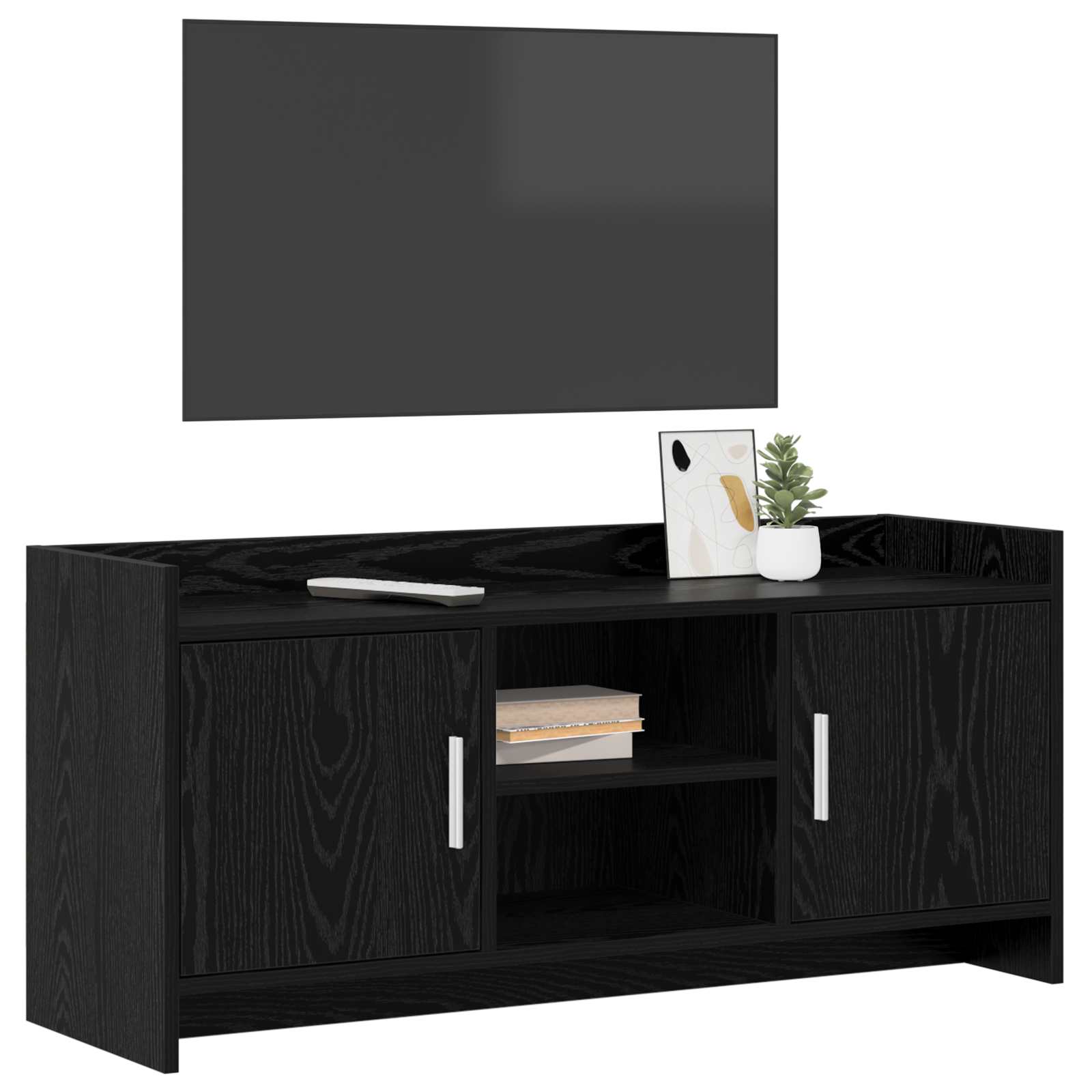 TV-kast 102 x 33 x 47 cm Zwart eiken Bewerkt hout is nu te koop bij PeponiXL, paradijselijk wonen!