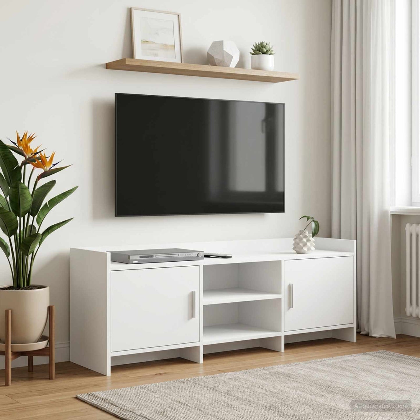 TV-kast 130 x 33 x 47 cm Wit Bewerkt hout is nu te koop bij PeponiXL, paradijselijk wonen!