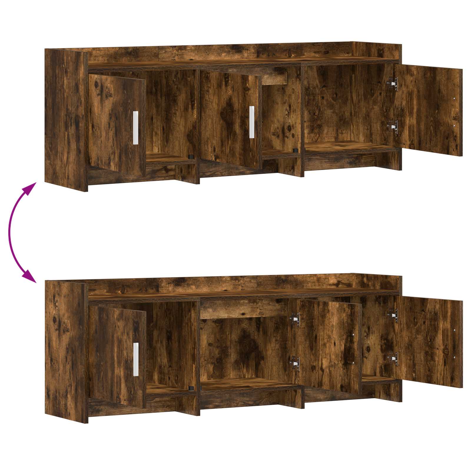 TV-kast 130 x 33 x 47 cm Gerookt eiken Bewerkt hout is nu te koop bij PeponiXL, paradijselijk wonen!