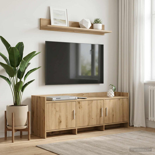 TV-kast 130 x 33 x 47 cm Artisanaal eiken Bewerkt hout is nu te koop bij PeponiXL, paradijselijk wonen!