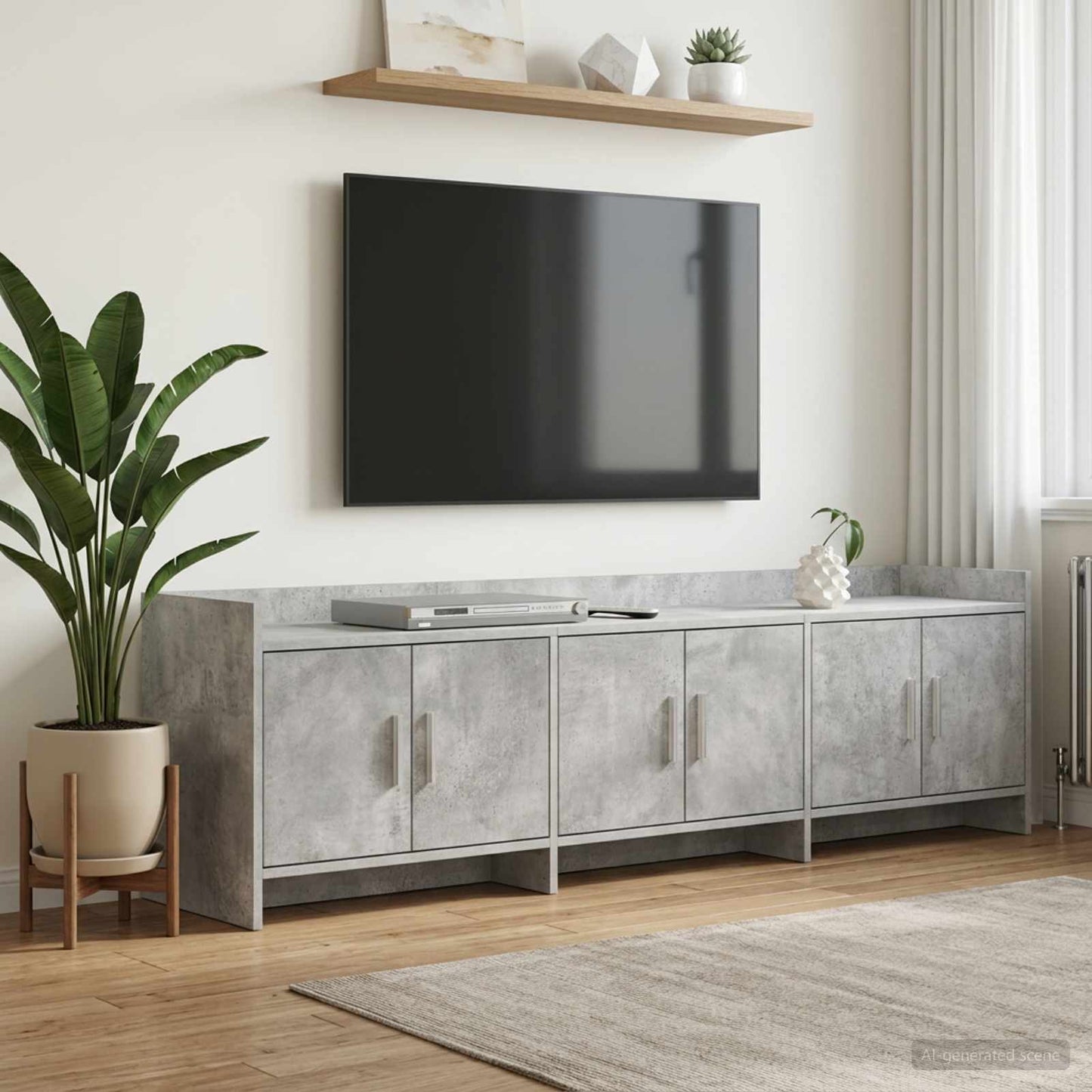 TV-kast 168 x 33 x 47 cm Betongrijs Bewerkt hout is nu te koop bij PeponiXL, paradijselijk wonen!