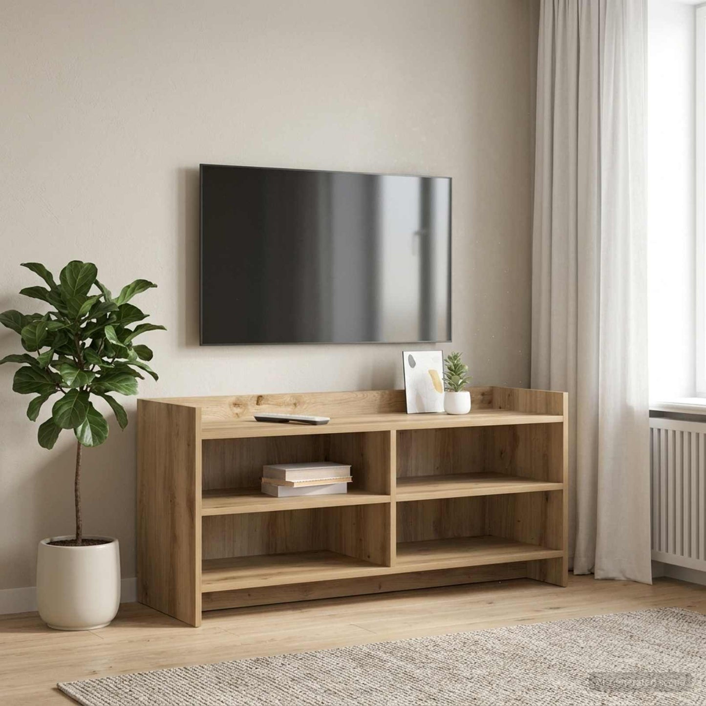 TV-kast 100 x 33 x 47 cm Artisanaal eiken Bewerkt hout is nu te koop bij PeponiXL, paradijselijk wonen!