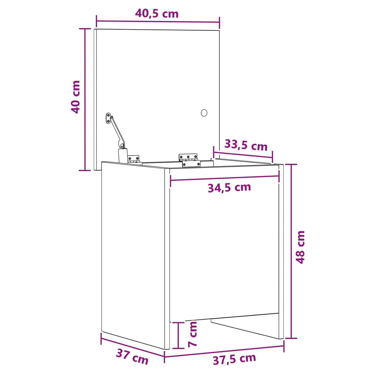 Opbergkist Artisanaal eiken 40 x 40 x 50 cm Bewerkt hout