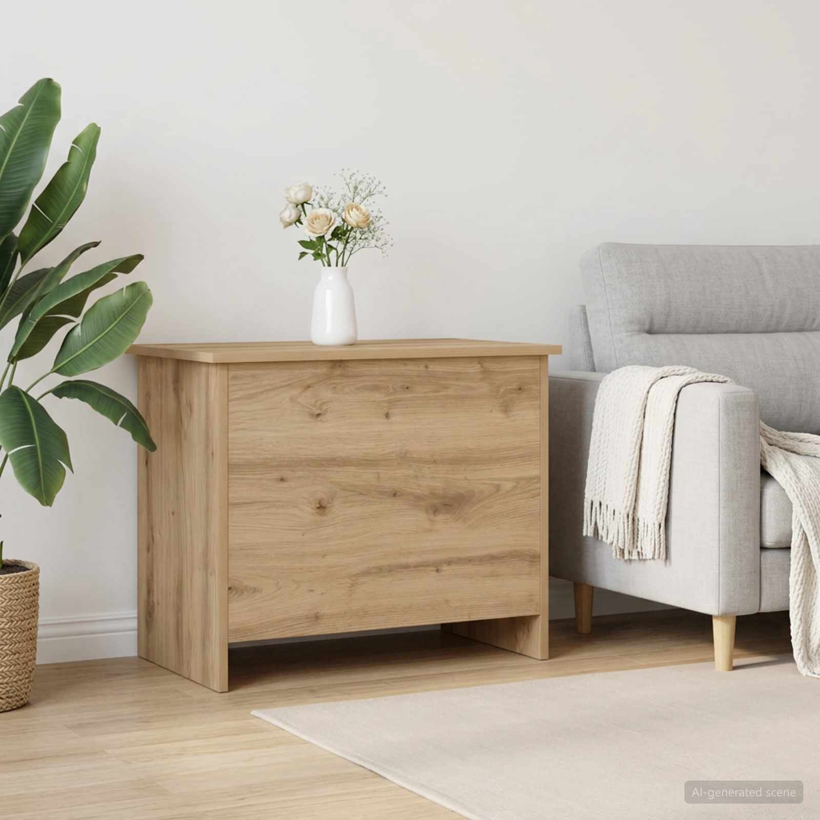 Opbergkist Artisanaal eiken 60 x 40 x 50 cm Bewerkt hout is nu te koop bij PeponiXL, paradijselijk wonen!