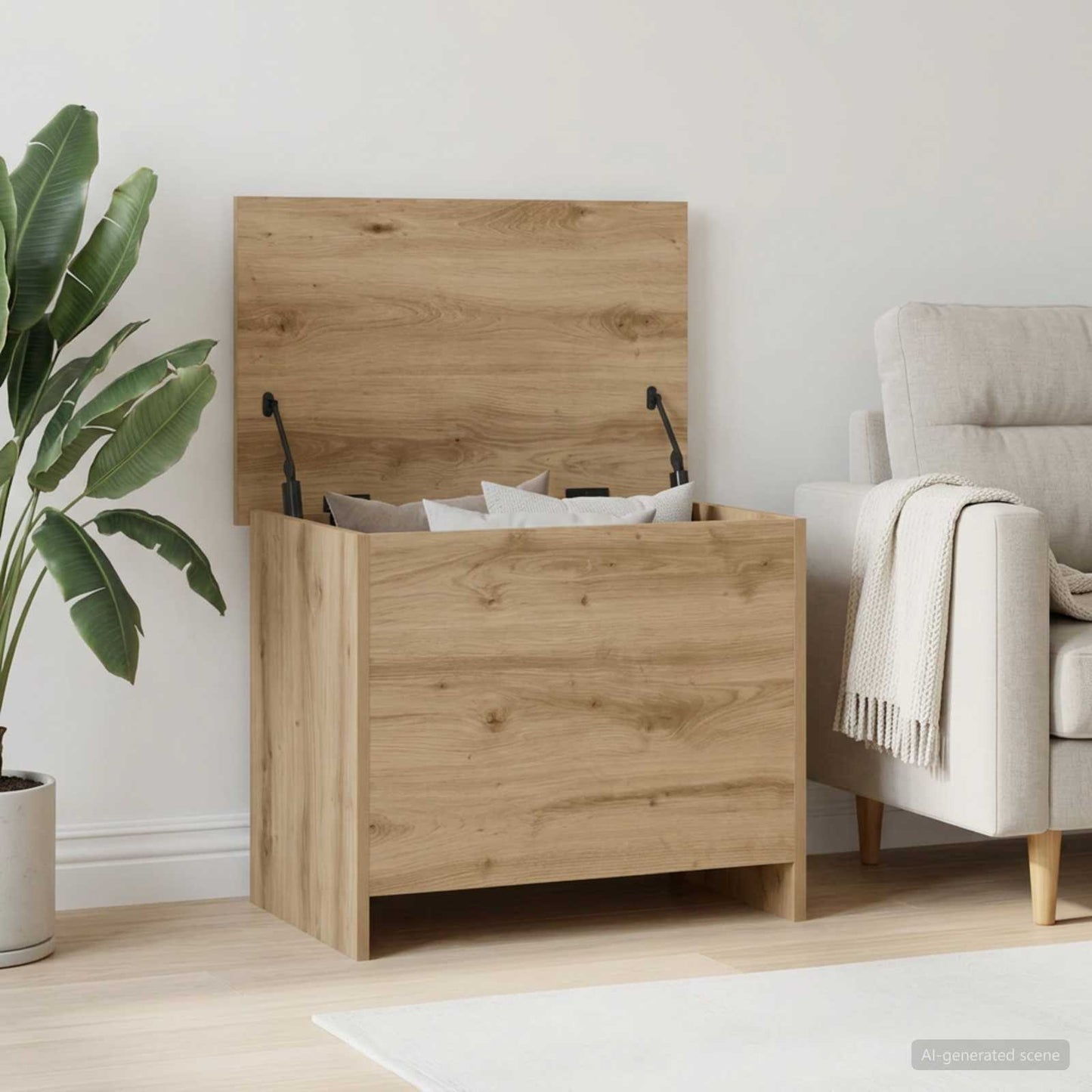 Opbergkist Artisanaal eiken 60 x 40 x 50 cm Bewerkt hout is nu te koop bij PeponiXL, paradijselijk wonen!