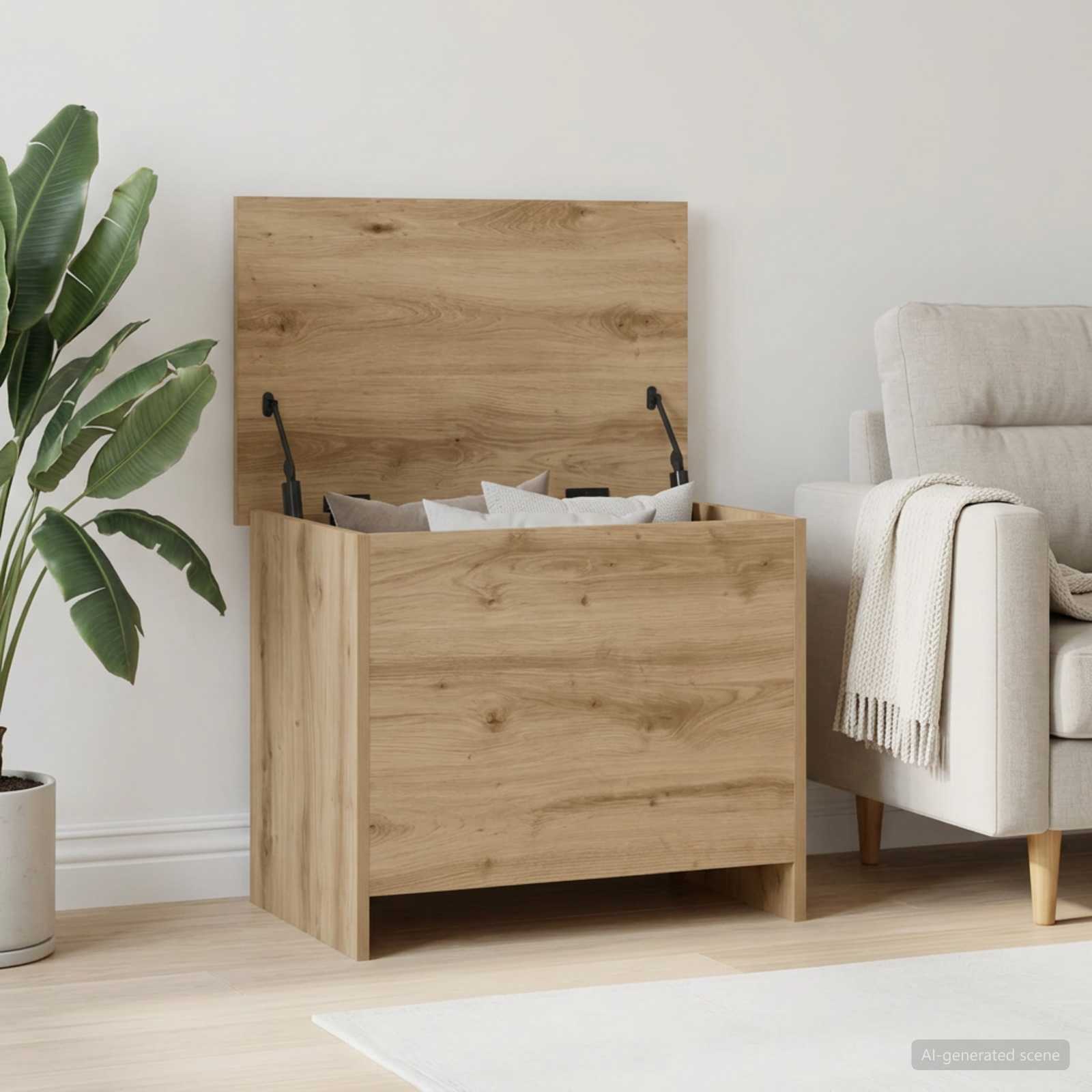 Opbergkist Artisanaal eiken 60 x 40 x 50 cm Bewerkt hout is nu te koop bij PeponiXL, paradijselijk wonen!