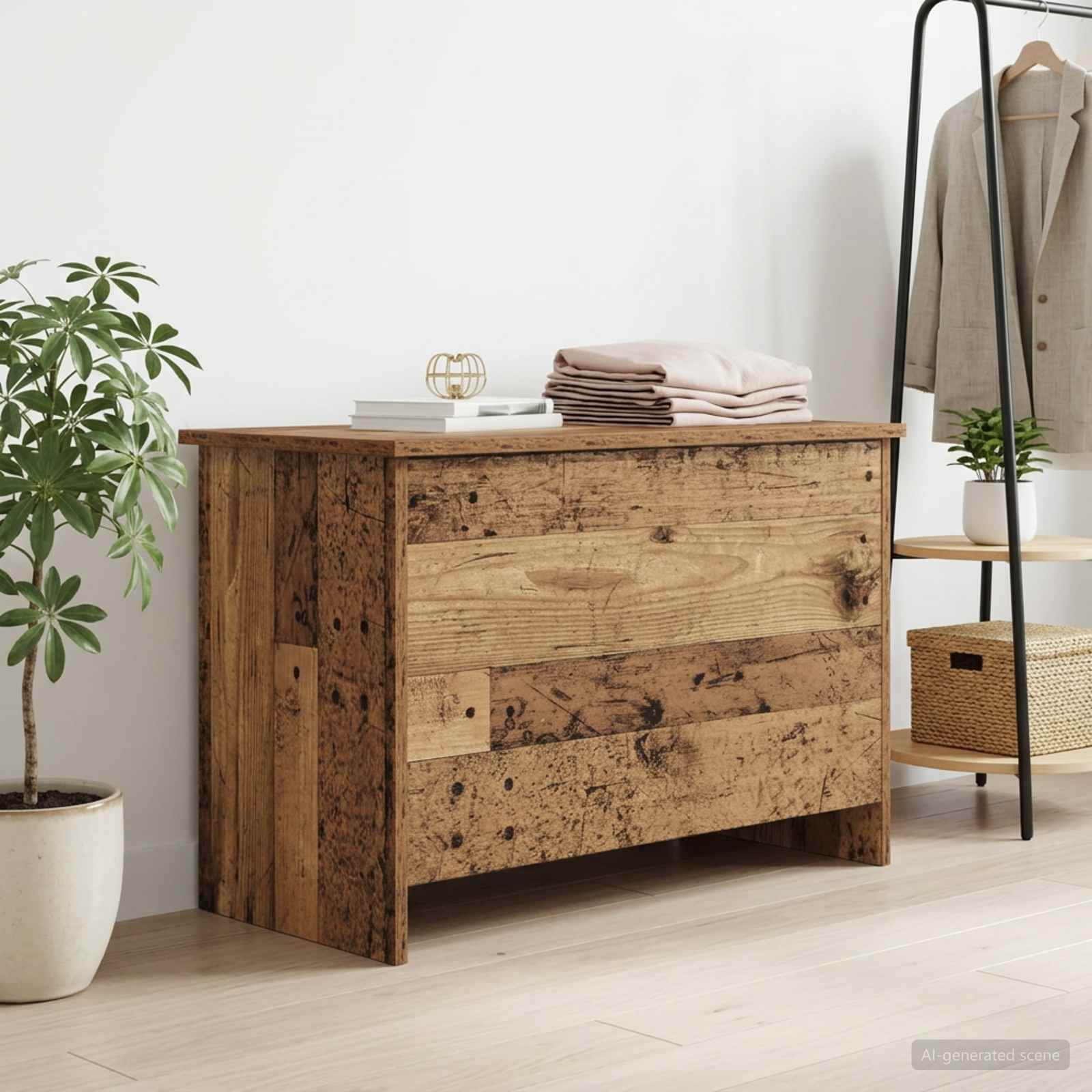 Opbergkist met opslag Oud hout 80 x 40 x 50 cm Bewerkt hout is nu te koop bij PeponiXL, paradijselijk wonen!