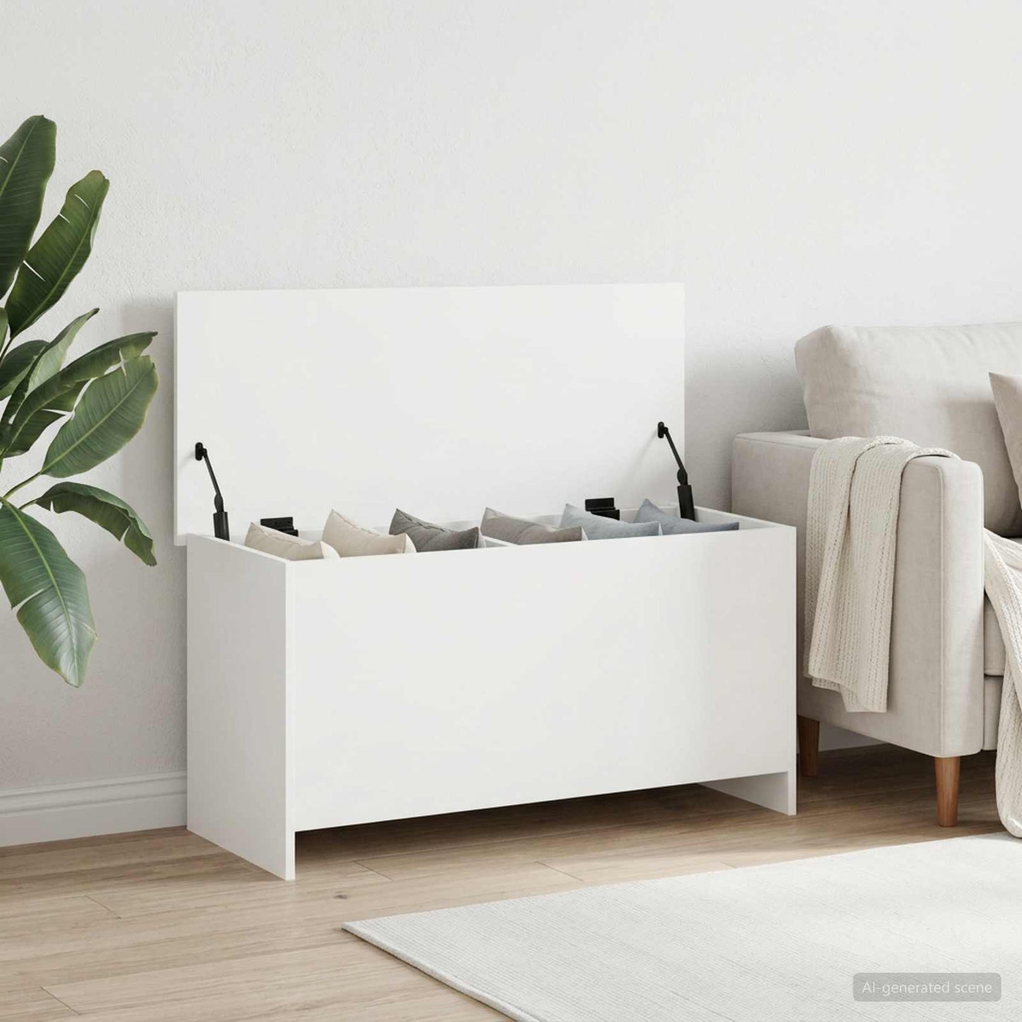 Opbergkist met opslag Wit 100 x 40 x 50 cm Bewerkt hout is nu te koop bij PeponiXL, paradijselijk wonen!