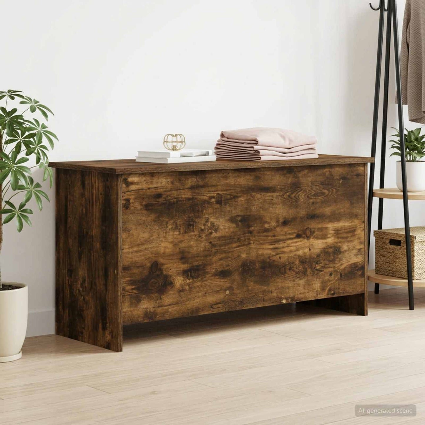 Opbergkist Gerookt eiken 100 x 40 x 50 cm Bewerkt hout is nu te koop bij PeponiXL, paradijselijk wonen!
