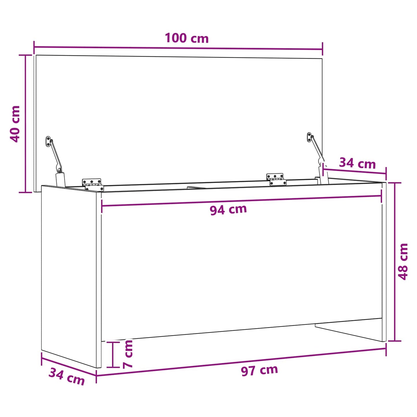 Opbergkist Gerookt eiken 100 x 40 x 50 cm Bewerkt hout is nu te koop bij PeponiXL, paradijselijk wonen!