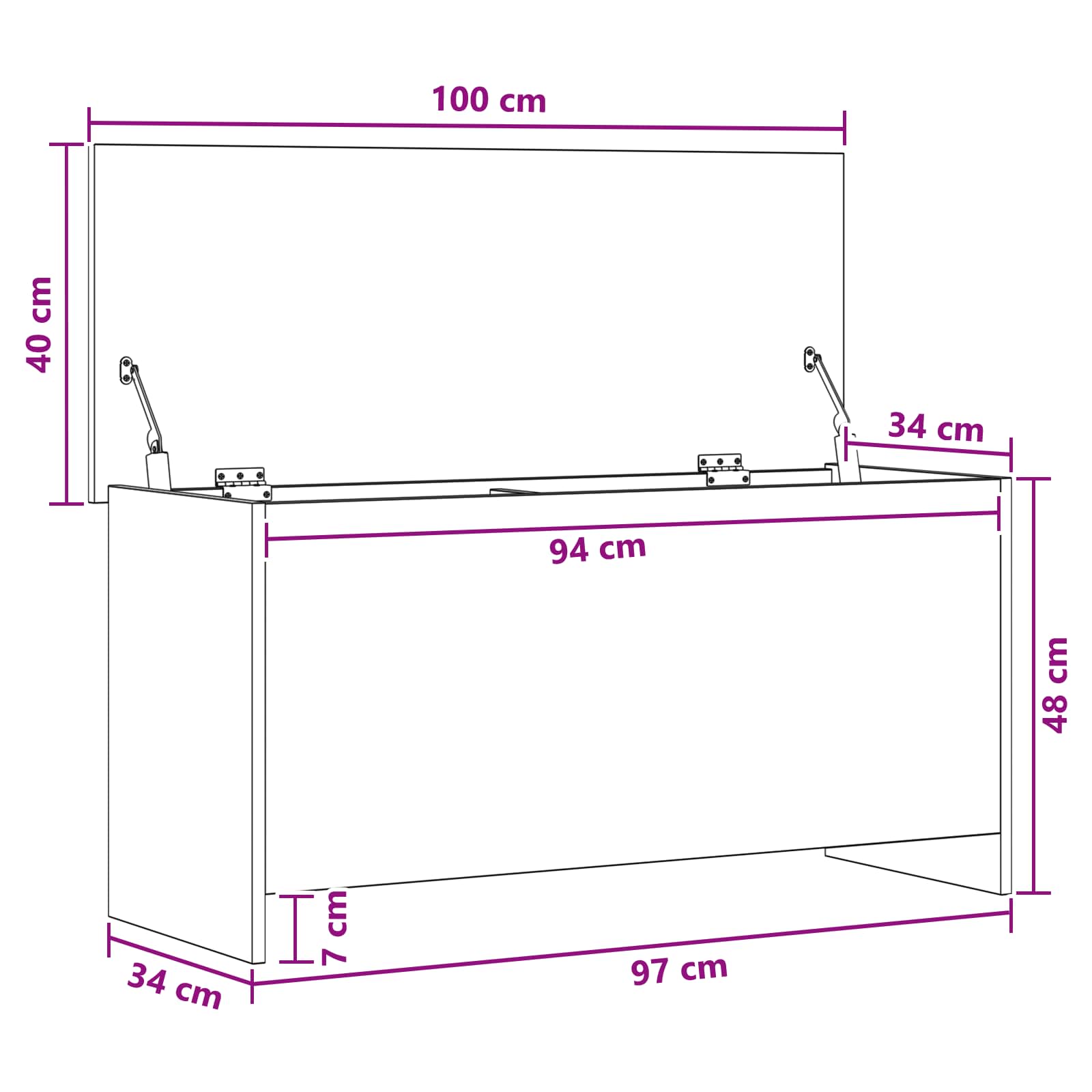 Opbergkist Gerookt eiken 100 x 40 x 50 cm Bewerkt hout is nu te koop bij PeponiXL, paradijselijk wonen!