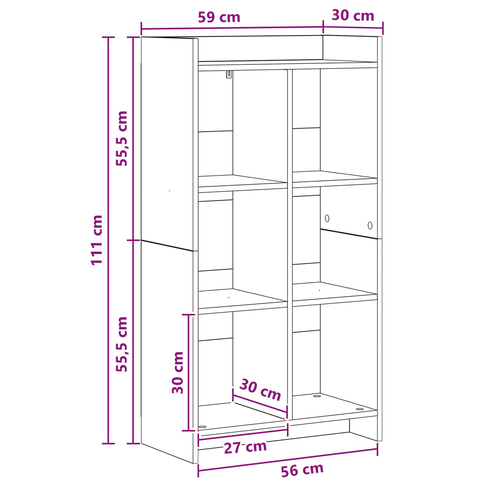 Boekenkast Concerte Grijs 59 x 30 x 111 cm Bewerkt hout is nu te koop bij PeponiXL, paradijselijk wonen!