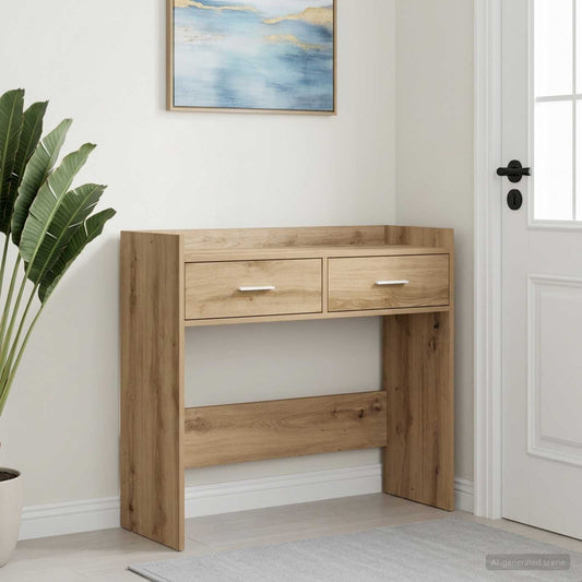 Wandtafel Artisanaal eiken 90 x 35 x 80 cm Bewerkt hout is nu te koop bij PeponiXL, paradijselijk wonen!