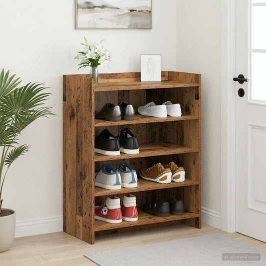 Schoenenkast met opslag Oud hout 73,5 x 36 x 92 cm Bewerkt hout is nu te koop bij PeponiXL, paradijselijk wonen!