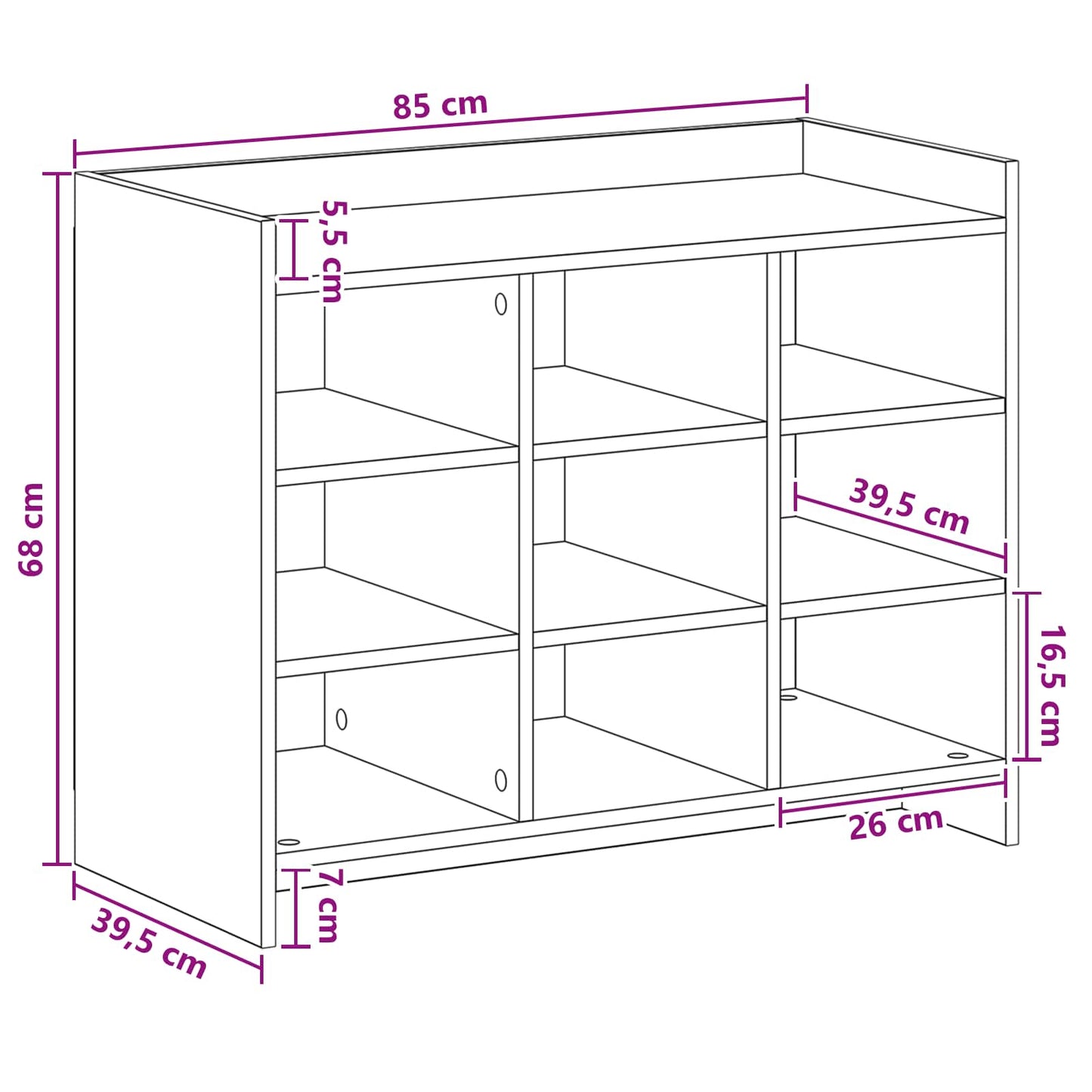 Schoenenkast Betongrijs 85 x 39,5 x 70 cm Bewerkt hout