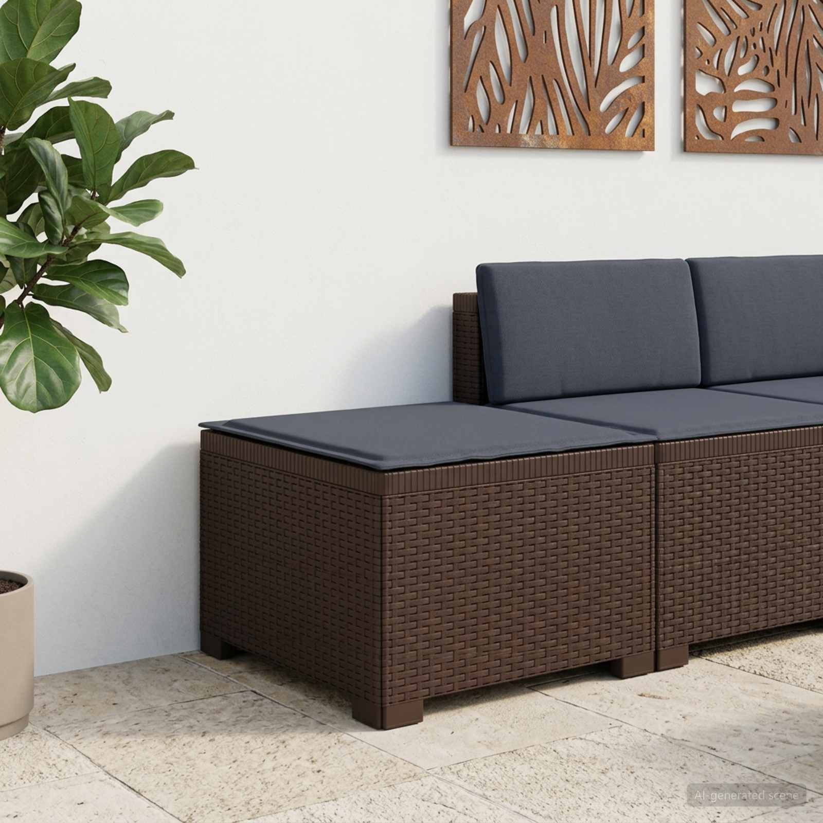 Eénpersoons Tuinbank met Kussen Rattan Look PP Bruin is nu te koop bij PeponiXL, paradijselijk wonen!
