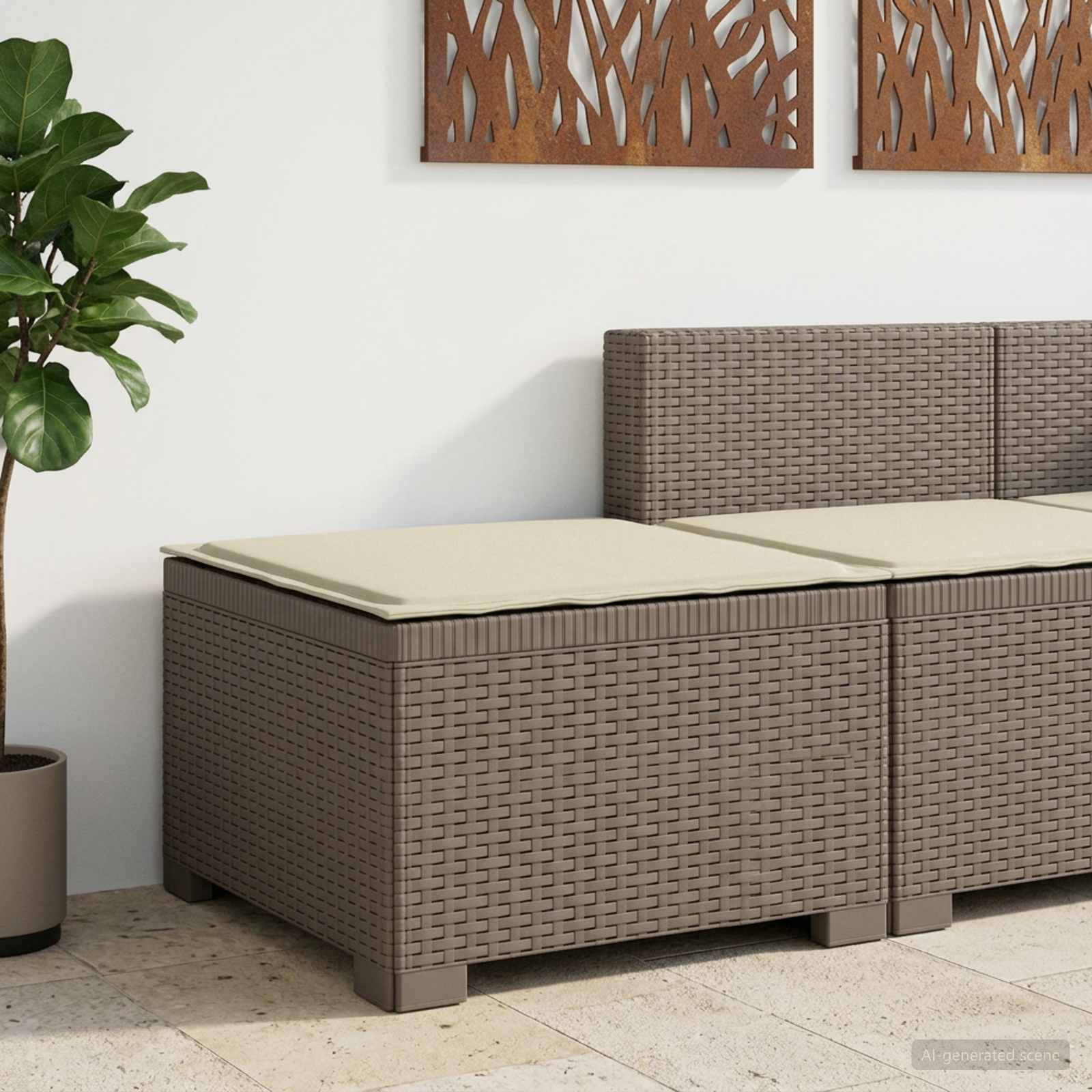 Eénpersoons Tuinbank met Kussen Rattan Look PP Lichtgrijs is nu te koop bij PeponiXL, paradijselijk wonen!