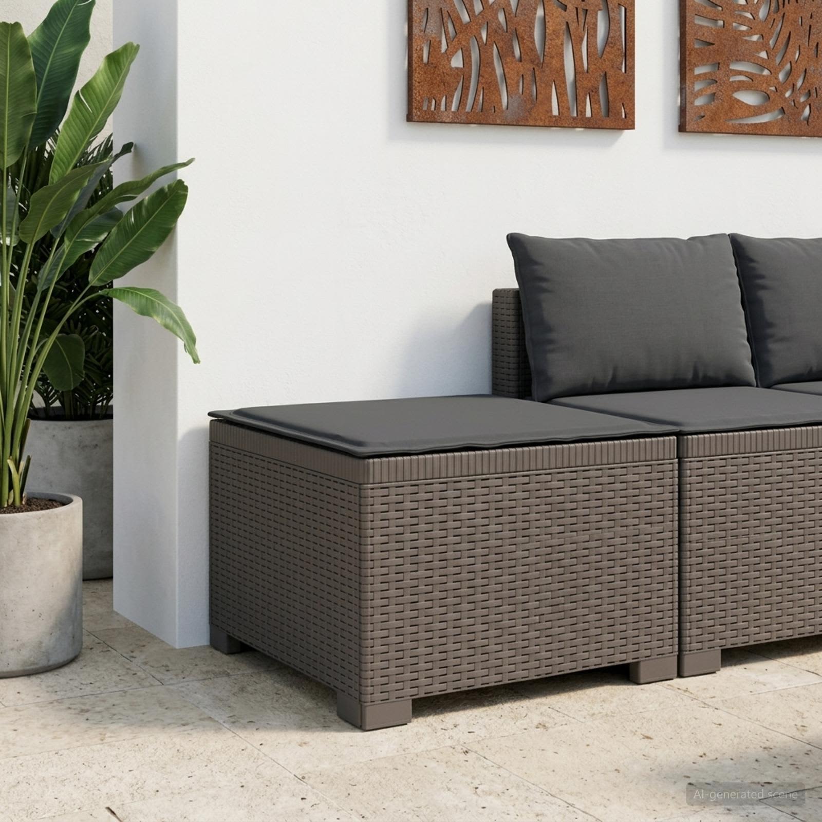 Eénpersoons Tuinbank met Kussen Rattan Look PP Lichtgrijs is nu te koop bij PeponiXL, paradijselijk wonen!