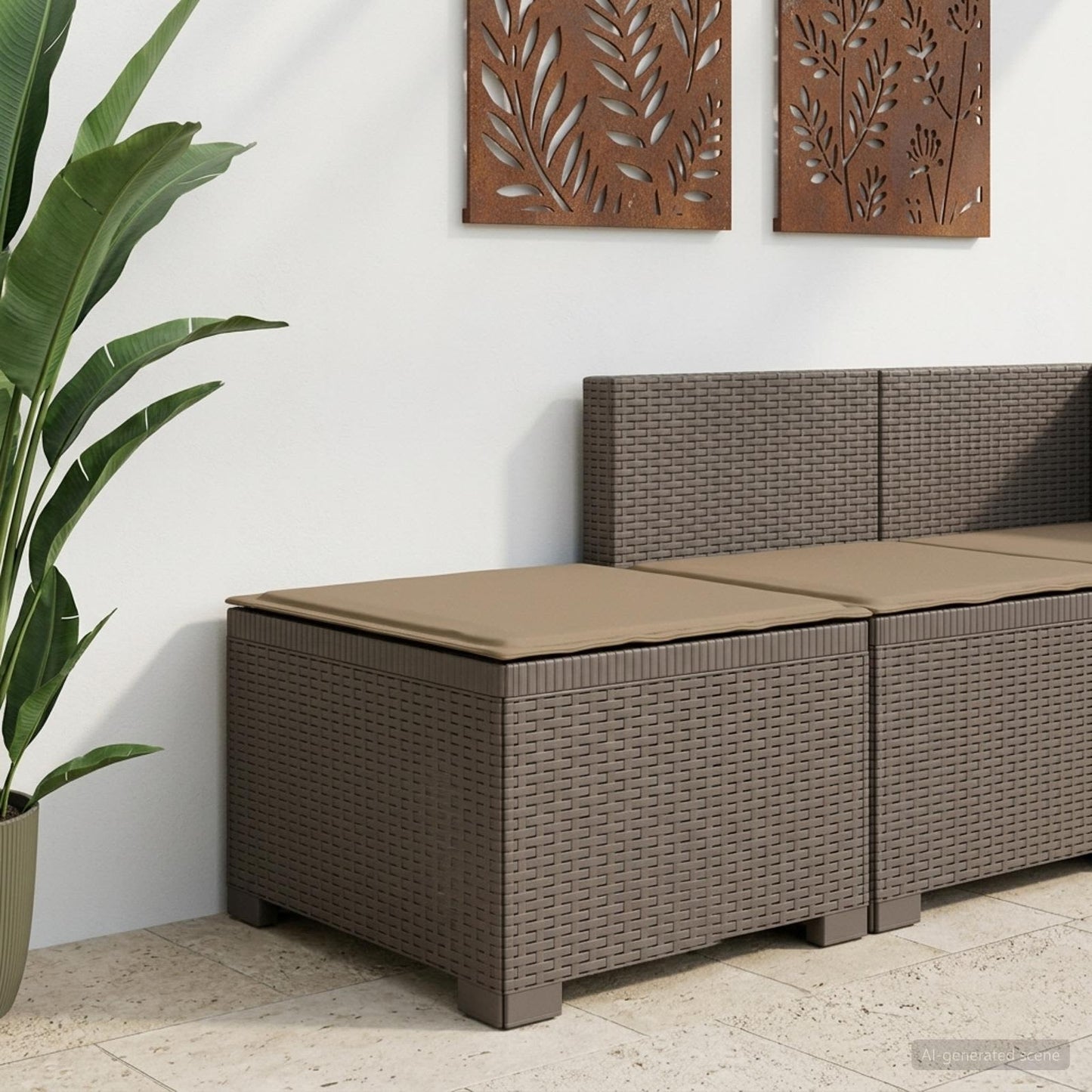 Eénpersoons Tuinbank met Kussen Rattan Look PP Lichtgrijs is nu te koop bij PeponiXL, paradijselijk wonen!