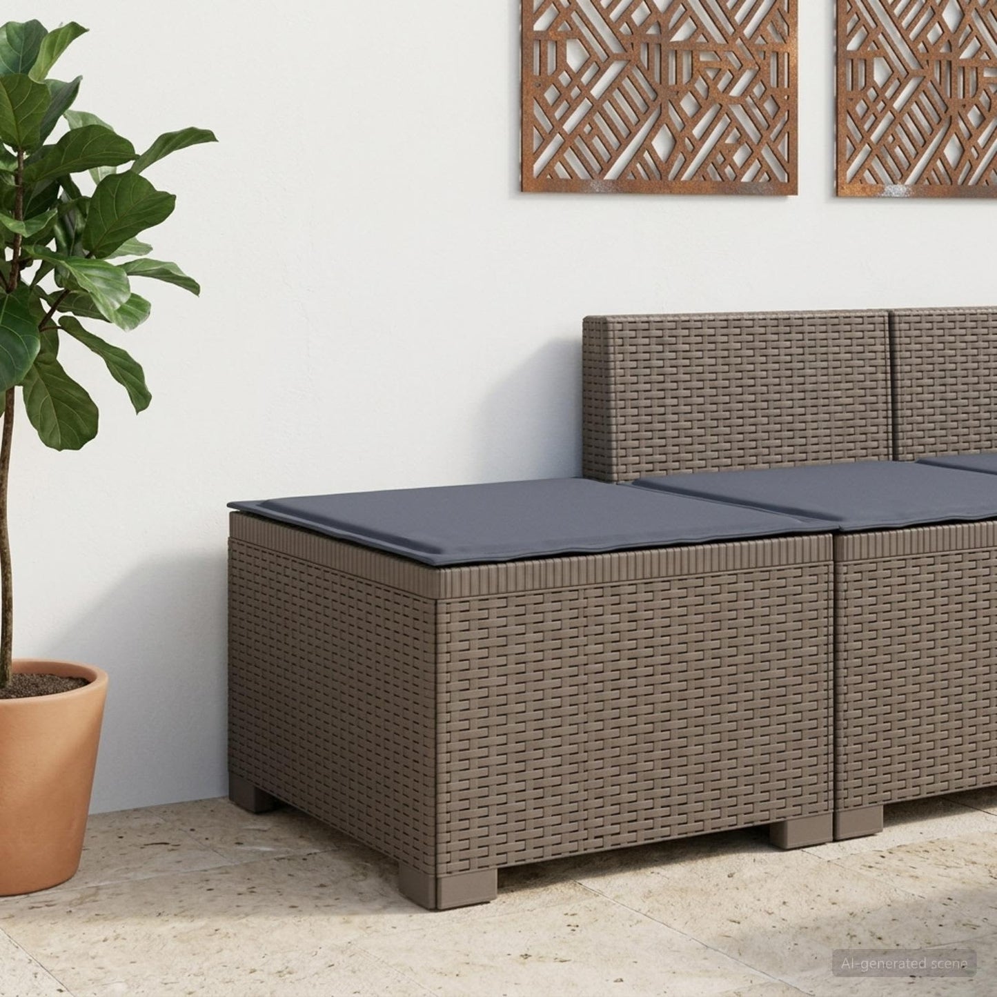 Eénpersoons Tuinbank met Kussen Rattan Look PP Lichtgrijs is nu te koop bij PeponiXL, paradijselijk wonen!