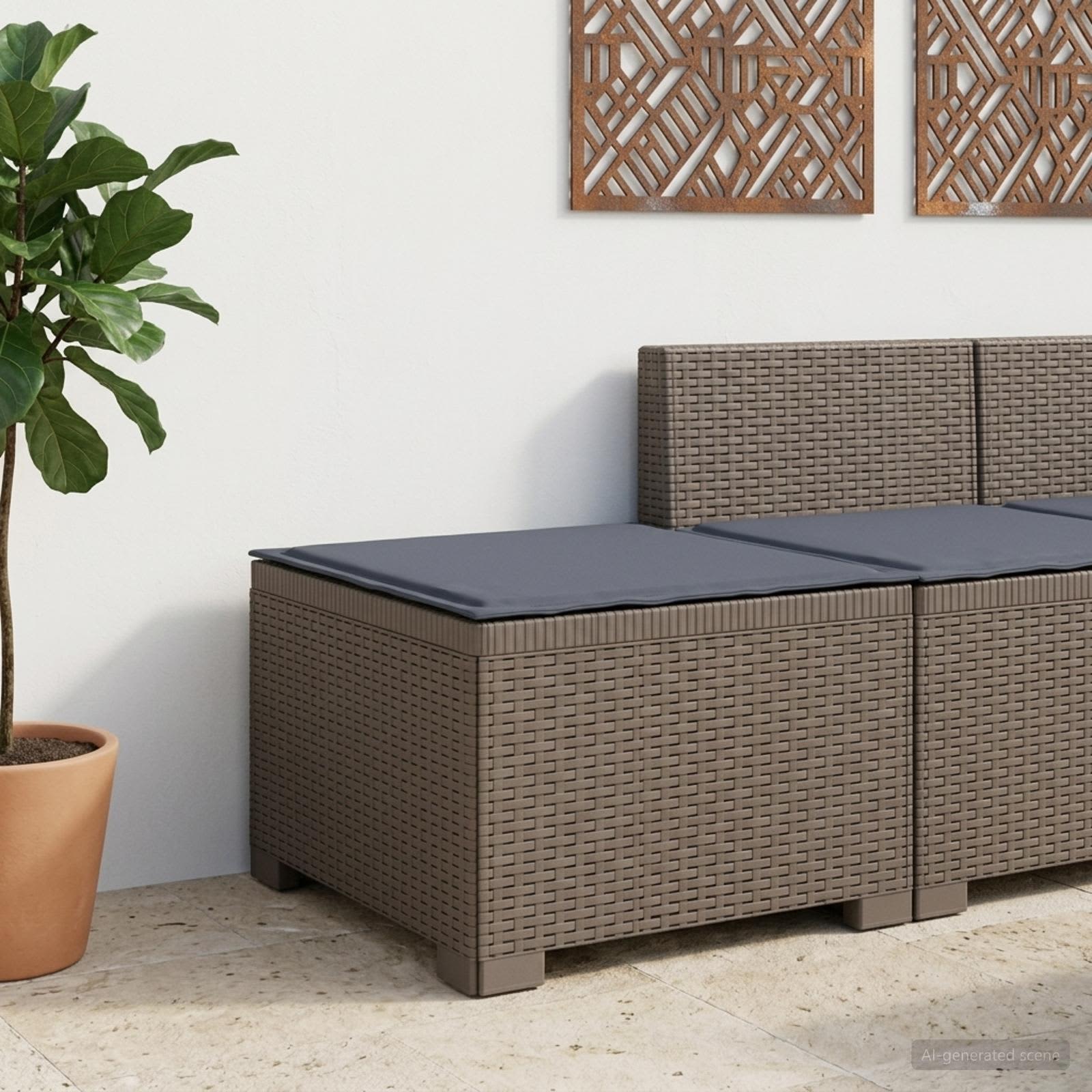 Eénpersoons Tuinbank met Kussen Rattan Look PP Lichtgrijs is nu te koop bij PeponiXL, paradijselijk wonen!