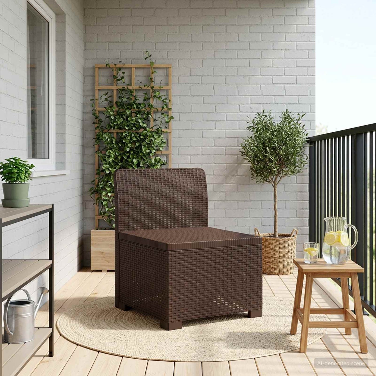 Eénpersoons Tuinbank Rattan Look PP Bruin is nu te koop bij PeponiXL, paradijselijk wonen!