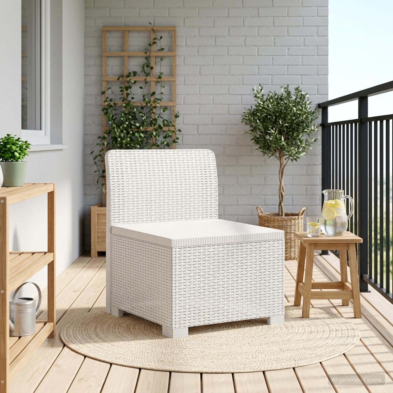 Eénpersoons Tuinbank Rattan Look PP Wit is nu te koop bij PeponiXL, paradijselijk wonen!