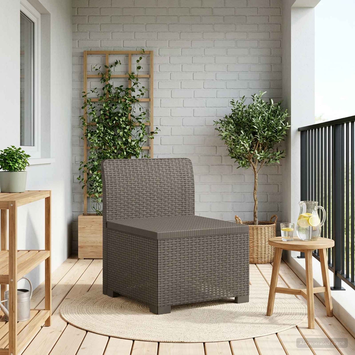 Eénpersoons Tuinbank Rattan Look PP Lichtgrijs is nu te koop bij PeponiXL, paradijselijk wonen!
