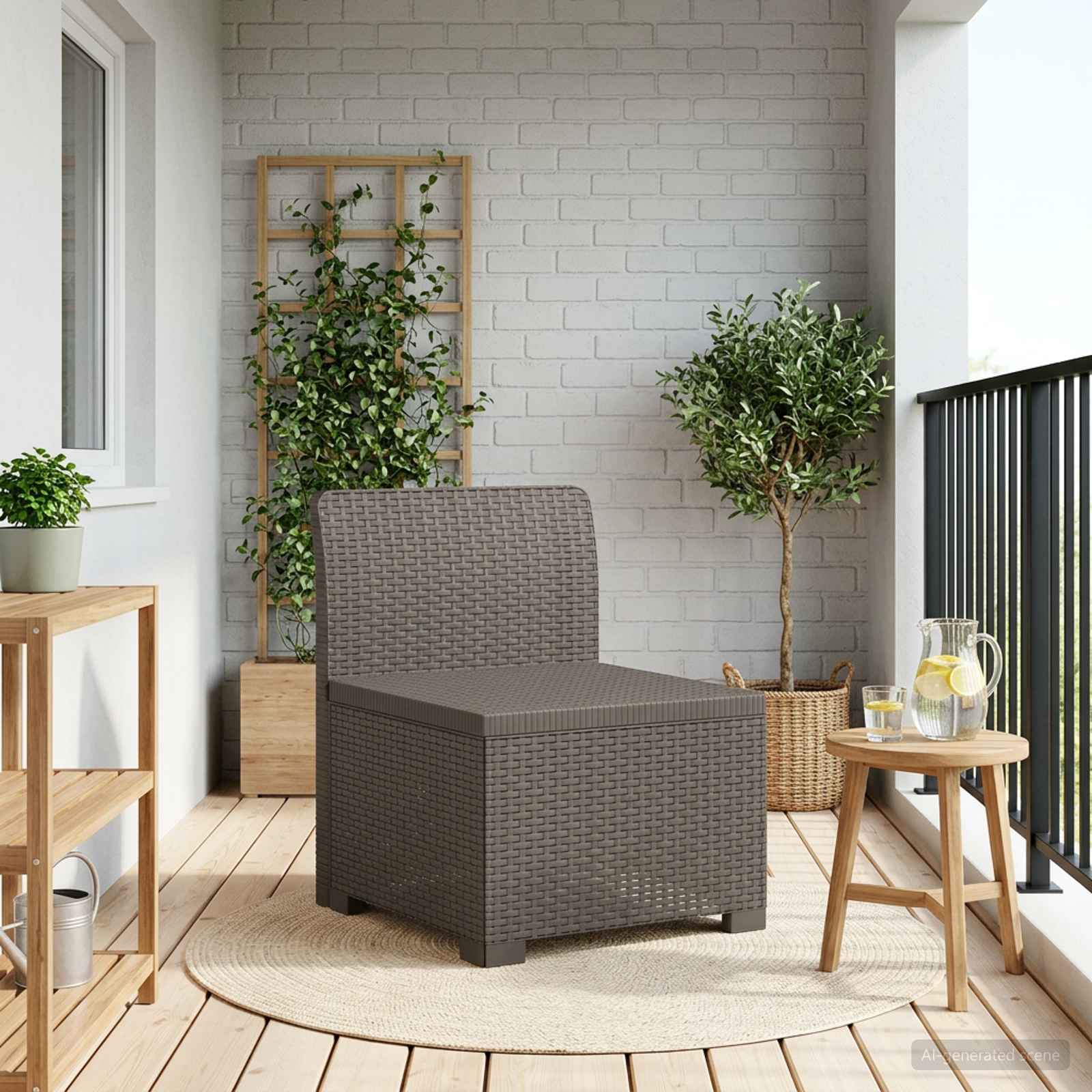 Eénpersoons Tuinbank Rattan Look PP Lichtgrijs is nu te koop bij PeponiXL, paradijselijk wonen!