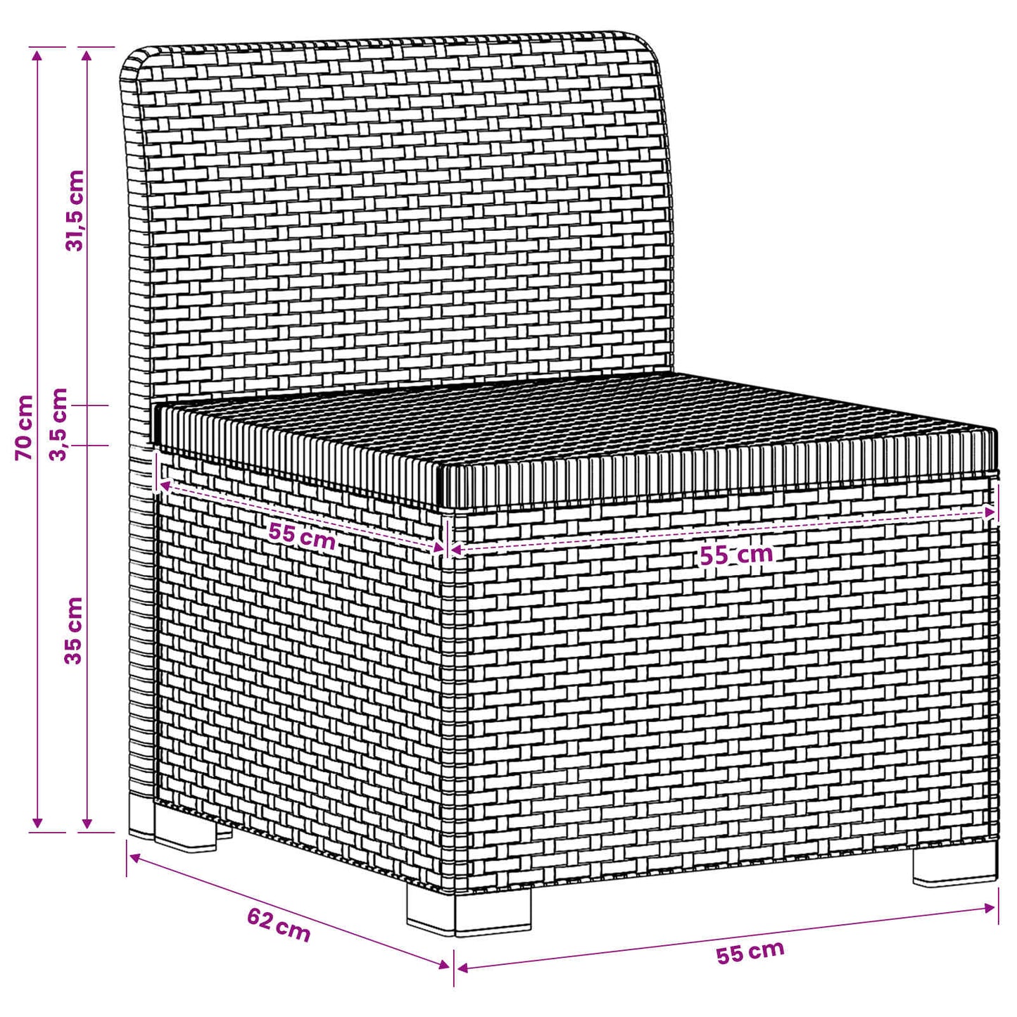Eénpersoons Tuinbank met Kussen Rattan Look PP Antraciet is nu te koop bij PeponiXL, paradijselijk wonen!