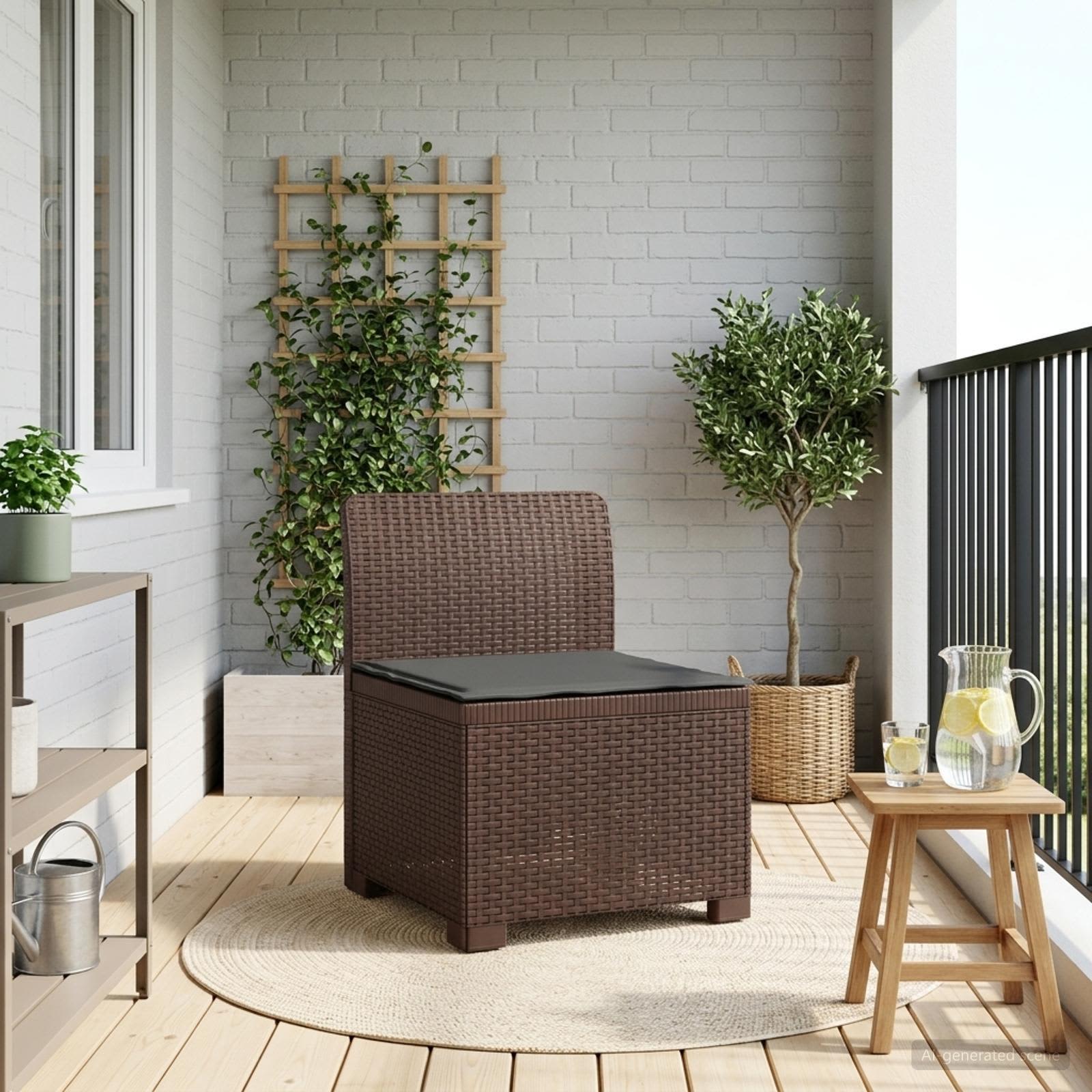 Eénpersoons Tuinbank met Kussen Rattan Look PP Bruin is nu te koop bij PeponiXL, paradijselijk wonen!