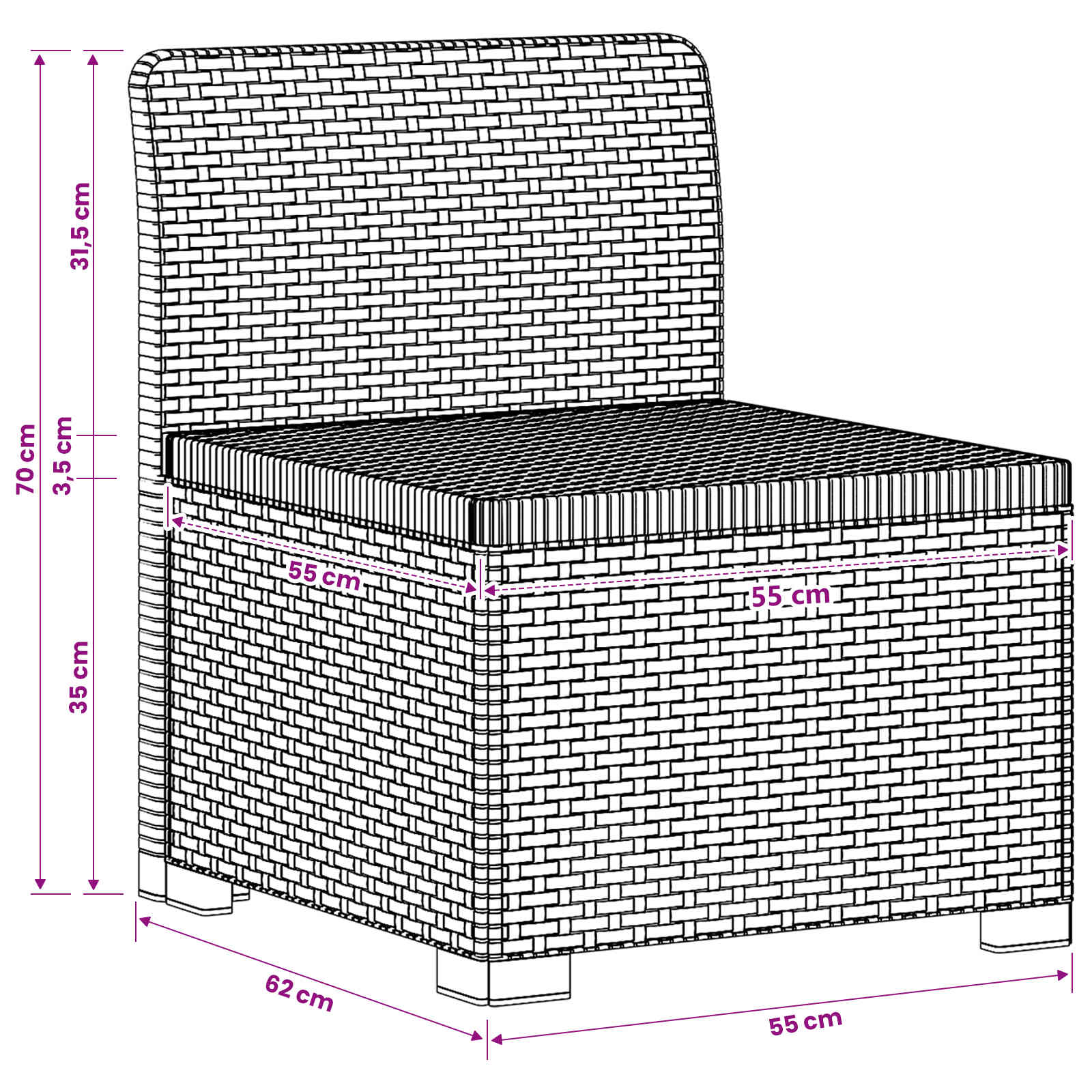Eénpersoons Tuinbank met Kussen Rattan Look PP Bruin is nu te koop bij PeponiXL, paradijselijk wonen!