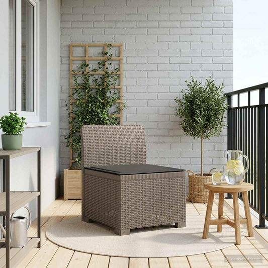 Eénpersoons Tuinbank met Kussen Rattan Look PP Lichtgrijs is nu te koop bij PeponiXL, paradijselijk wonen!