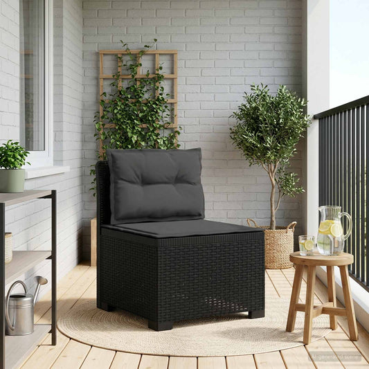 Eénpersoons Tuinbank met Kussens Rattan Look PP Antraciet is nu te koop bij PeponiXL, paradijselijk wonen!