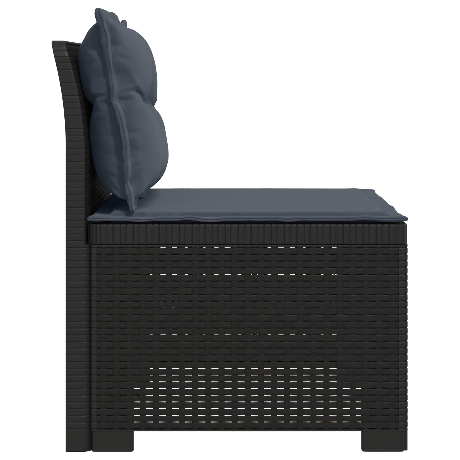 Eénpersoons Tuinbank met Kussens Rattan Look PP Antraciet is nu te koop bij PeponiXL, paradijselijk wonen!