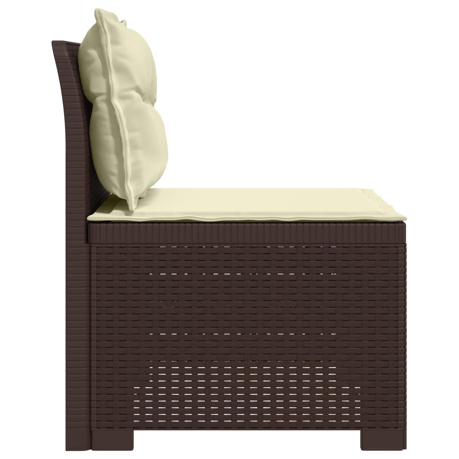Eénpersoons Tuinbank met Kussens Rattan Look PP Bruin is nu te koop bij PeponiXL, paradijselijk wonen!