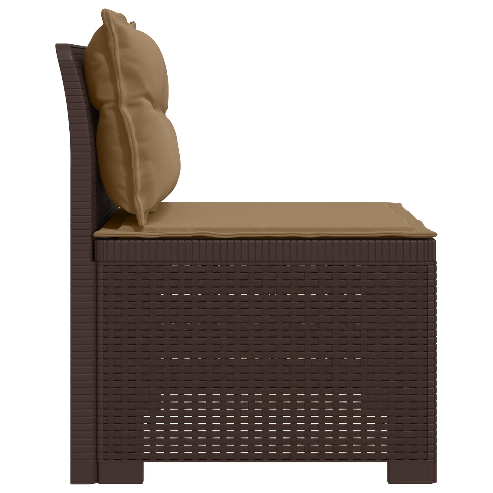 Eénpersoons Tuinbank met Kussens Rattan Look PP Bruin is nu te koop bij PeponiXL, paradijselijk wonen!