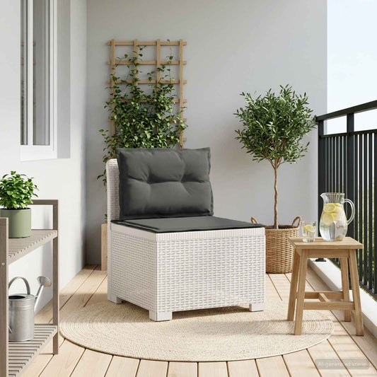 Eénpersoons Tuinbank met Kussens Rattan Look PP Wit is nu te koop bij PeponiXL, paradijselijk wonen!